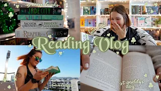READING VLOG | lots of book mail, reading fantasy books & an unexpected trip ☘️🌈