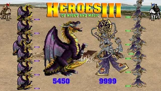 HEROES OF MIGHT AND MAGIC III 7X5450 MIRAGE DRAGONS VS 7X9999 UNDEAD LICHES