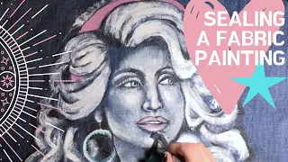 Sealing Paint on Fabric with Fabric Medium: Dolly Parton on Denim