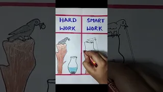 SMART WORK VS HARD WORK | DON'T WORK HARD | CROW STORY |#easydrawing #drawing #shorts