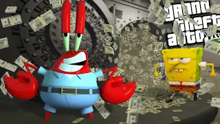 Spongebob's "MR KRABS" ROBS a BANK (GTA 5 Mods)