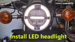 Install motorcycle LED headlight, XV750 Yamaha Virago