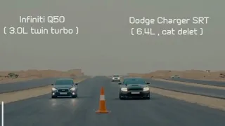 انفنتي كيو 50 ريد سبورت ضد تشارجر اس ار تي | Infiniti Q50 red sport VS Dodge Charger