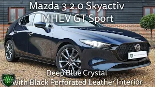 [4K] Mazda3 2.0 Skyactiv MHEV GT Sport registered September 2019 (69) finished in Deep Blue Crystal