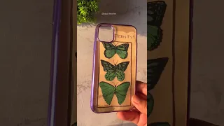 I painted the aesthetic green butterfly as phone case cover✨#diyphonecase #acrylicpainting #iphone11