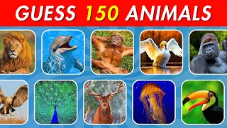 Guess 150 Animals in 3 Seconds 🐬🐸🐯 | EASY to IMPOSSIBLE