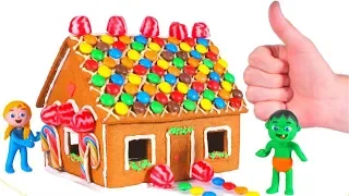 SUPERHERO BABIES MAKE A GINGERBREAD HOUSE ❤ SUPERHERO BABIES PLAY DOH CARTOONS FOR KIDS