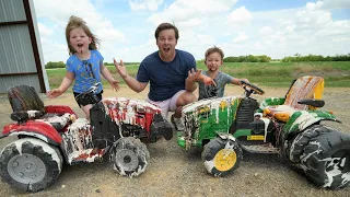 Our kids tractors are SUPER dirty | Washing kids tractors