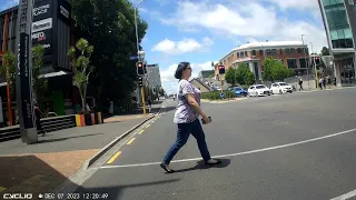 Idiot On Bike Runs Red Light