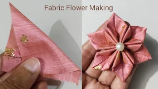 How to make fabric flower/Diy: How to make an adorable fabric flowers in just 2 minutes! Diy Flower