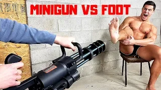 Airsoft Minigun VS My Toes & Foot *INSANELY PAINFUL* | Bodybuilder VS Crazy Airsoft Gun Challenge