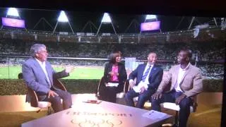 Excited BBC commentators during 100m Final