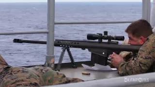 USMC Scout Snipers vs small boat (Barrett M107 .50 BMG Rifles)