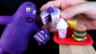 How To Make Grimace Shake Miniature Diorama Polymer Clay💜💜💜
