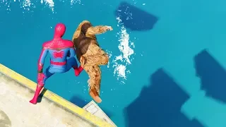 GTA 5 Kick to water Ragdolls | SPIDERMAN Jumps/Fails  (Euphoria physics | Funny Moments)
