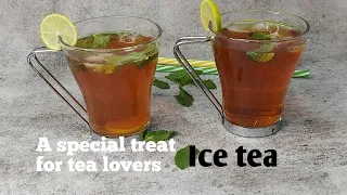 Iced tea/ Iced lemon tea/ Iced lemon tea recipe/ how to make iced lemon tea/ Cool lemon mint tea