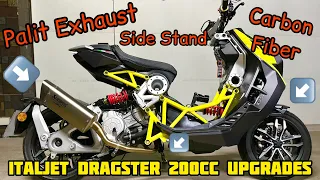 Upgrades For My Italjet Dragster 200cc (Akrapovic Full Exhaust, Carbon Fiber Parts, Side Stand)