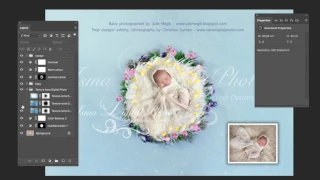 Easter Flower Nest With Egg And Feathers Blue Textures - Newborn backdrop - psd with Layers