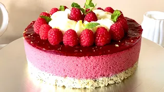 The Most Delicious Raspberry Mousse Cake🍰 with Poppy Seeds- How to Make the Best Cake Ever-