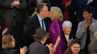 First Lady Jill Biden and Second Gentleman Doug Emhoff Share Intimate Kiss at State of the Union