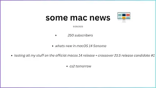  #somemacnews: CX23.5 RC, macOS Sonoma, 250 SUBSCIBERS