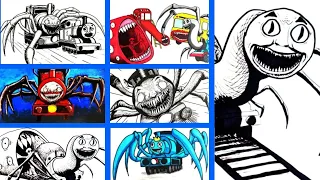 All 🚂 Scary Tank Engine Trains I Drew this Month: Thomas Exe, Cho Cho Charles, Train Eater and more