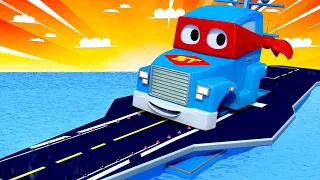 Super Kamion Carl u Auto Gradu 🚚 ⍟  Kamion Nosač Aviona ! - Crtani sa kamionima za djecu