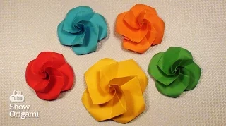 Simple Origami Rose of paper with your hands.