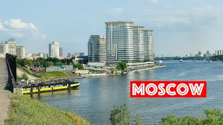 Moscow walk.Long walk around Moscow. Residential complex Aquatoria, River Station.