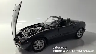 1:18 BMW Z1 1988 by Minichamps [scale die-cast car unboxing]
