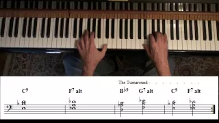 Blues in B flat - jazz style for piano using rootless voicings