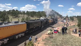 Union Pacific Big Boy 4014 and 844 depart Harriman, Wyoming May 4th 2019