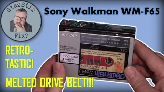 This beautiful Sony Walkman WM-F65 has a melted drive belt and needs some TLC. Which is unfortunate.