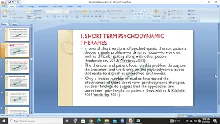 Short term & relational psychodynamic therapy