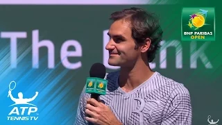 Roger Federer interview and funny song | Indian Wells 2017 Day 9