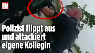 US-Cop eskaliert komplett bei Festnahme, würgt jüngere Kollegin