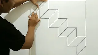 3D STAIRS OPTICAL ILLUSION || TANGGA 3D WALL PAINTING