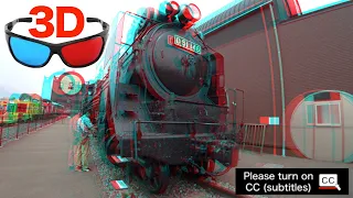 [3D video] Japanese Steam Train driving seat / Anaglyph 3D Video, for red-cyan anaglyph glasses