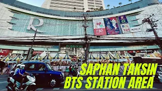 Bangkok Saphan Taksin BTS Station Area 🇹🇭 Bang Rak Night Market | Thailand 2022