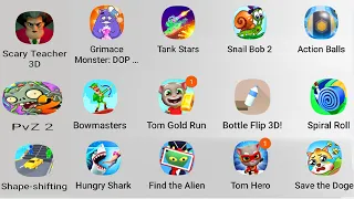 Bow masters, Find the alien, Scary teacher 3D, shape shifting, Grimace monster, tank stars...