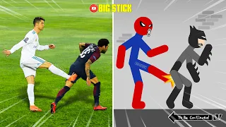 8 Min Real Football vs Stickman | Stickman Dismounting funny moments | Best Falls #40