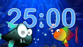 25 Minute 🐟 Fish 🐠 Tank Aquarium Countdown Timer - Sonar Alarm