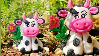 Cute polymer Clay 🐄||garden decor idea||Simple and Easy Air Dry Clay idea.