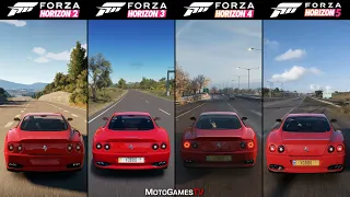 Forza Horizon 2 vs Horizon 3 vs Horizon 4 vs Horizon 5 - Ferrari 575M Maranello Sound Comparison