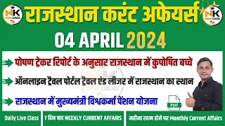 4 APRIL 2024 Rajasthan current Affairs in Hindi | RPSC, RSMSSB, REET, 1st Grade | NANAK CLASSES