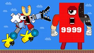Mario & The Giant Robo Alphabet Lore vs The Giant Numberblocks 9999 Maze Mayhem | GM Animation