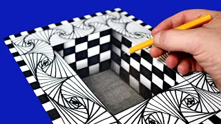 3D Grid Hole Line Illusion Pattern / Satisfying Trick Art