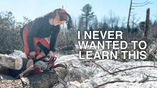 I NEVER wanted to learn this! (Clearing trees for our home build)