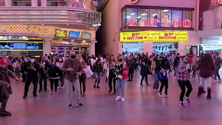 Michael Jackson teaches the Fremont Street Experience crowd the Cha Cha Slide Las Vegas Nevada 2021