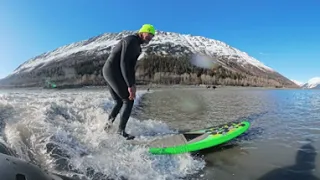 VR World Record Surfmat Longest Wave Alaska Tidal Bore Turnagain Arm